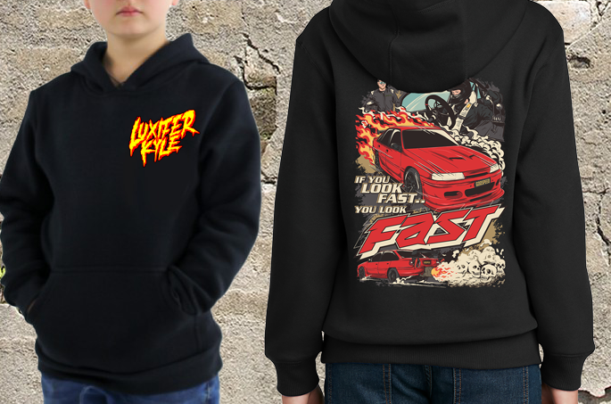 IF YOU LOOK FAST JETCAR - KIDS HOODIE